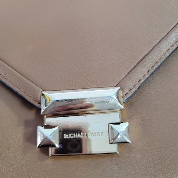 Michael Kors Whitney Large Leather Convertible Chain Shoulder Brown Leather Bag - Picture 3 of 15